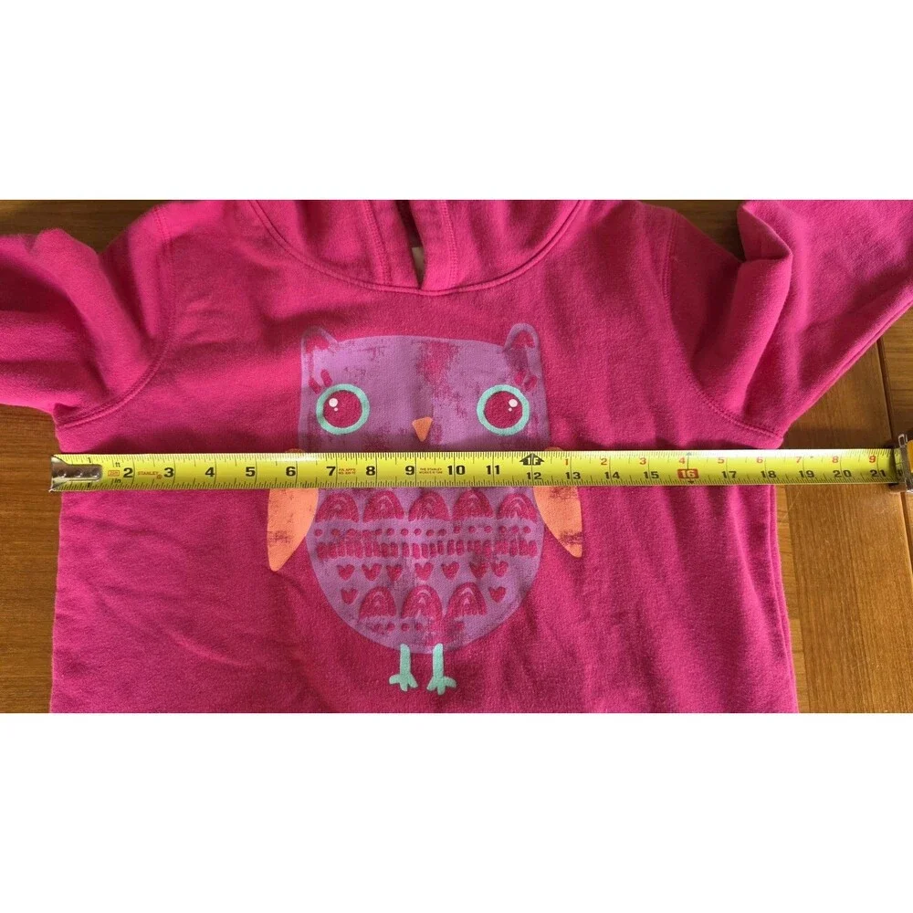 Cat & Jack Girl's Pink Owl Hooded Sweatshirt Size XL (14/16) READ Description